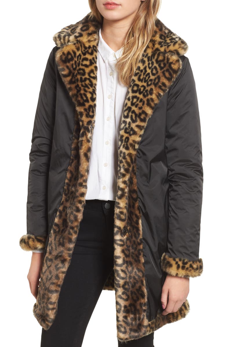 Laundry by Shelli Segal Reversible Cheetah Print Faux Fur Jacket, Alternate, color,