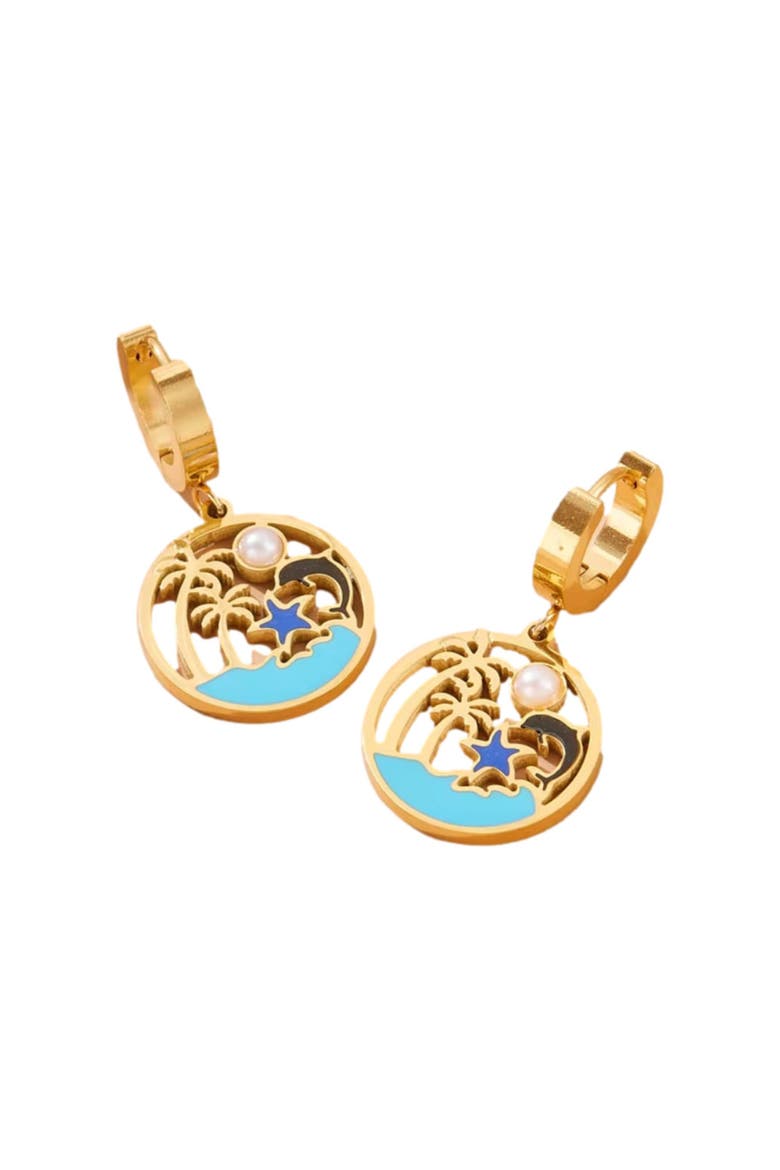 Coastal Magic Turquoise Earrings, Alternate, color, Gold