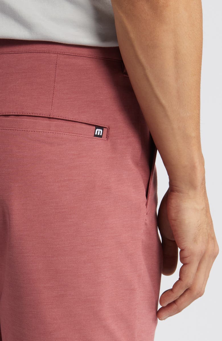 TravisMathew Open to Close Tech Chino Shorts, Alternate, color, Heather Roan Rouge