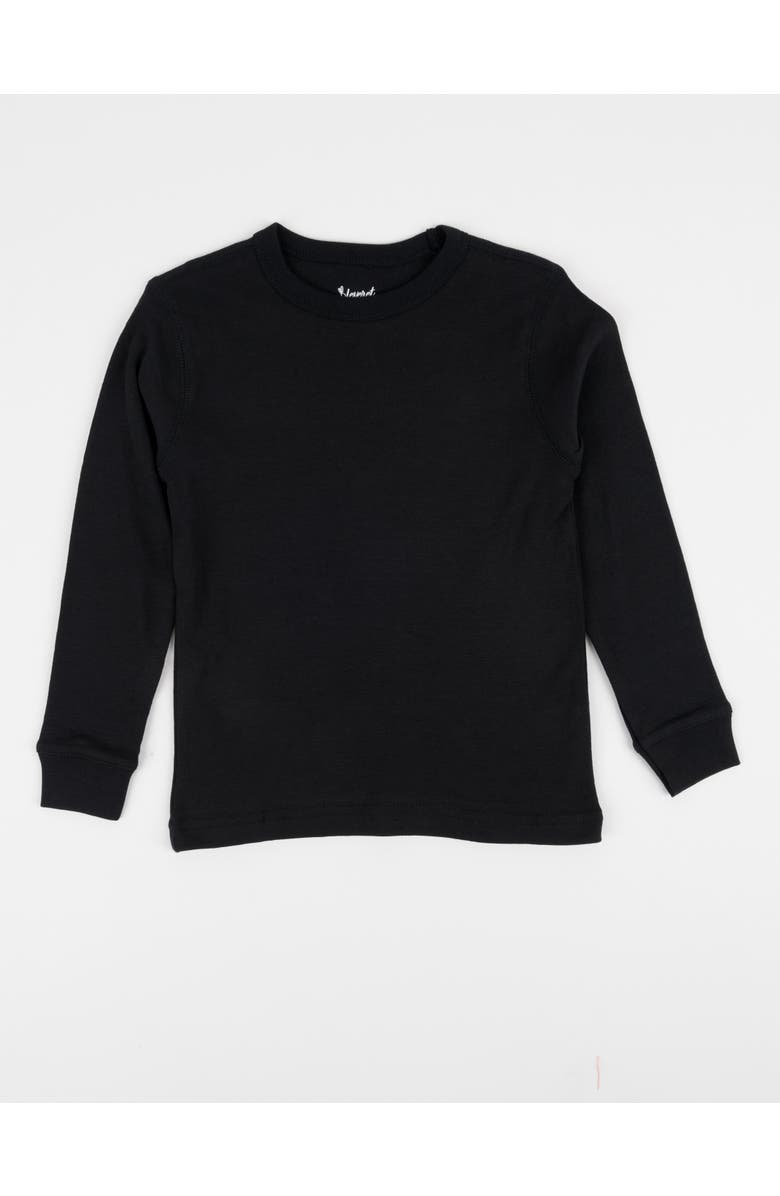 Leveret Kids Long Sleeve T-Shirt, 100% Cotton, Solid Colors, Main, color, Black