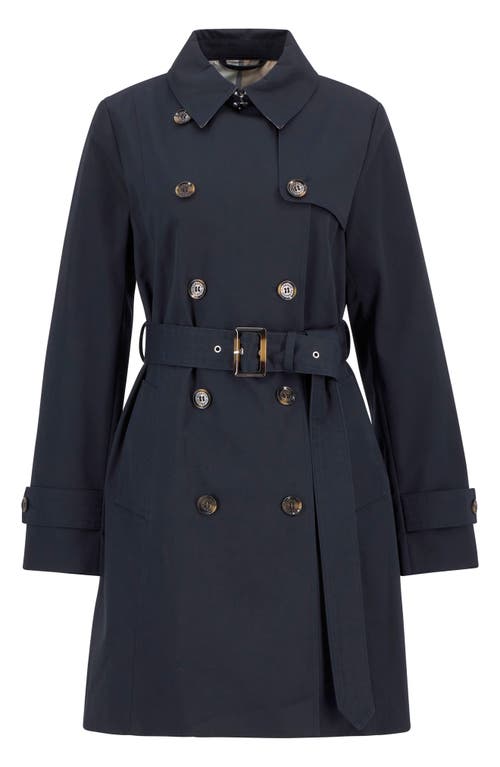 Barbour Greta Belted Water Resistant Twill Trench Coat In Blue