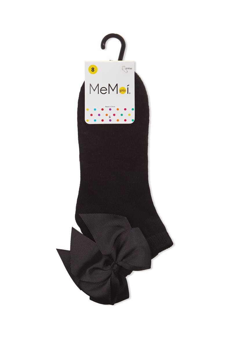 Bow-on-Back Anklet Sock, Alternate, color, Black