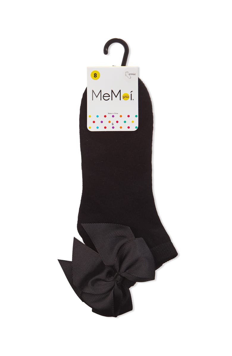 MeMoi Bow-on-Back Anklet Sock, Alternate, color, Black