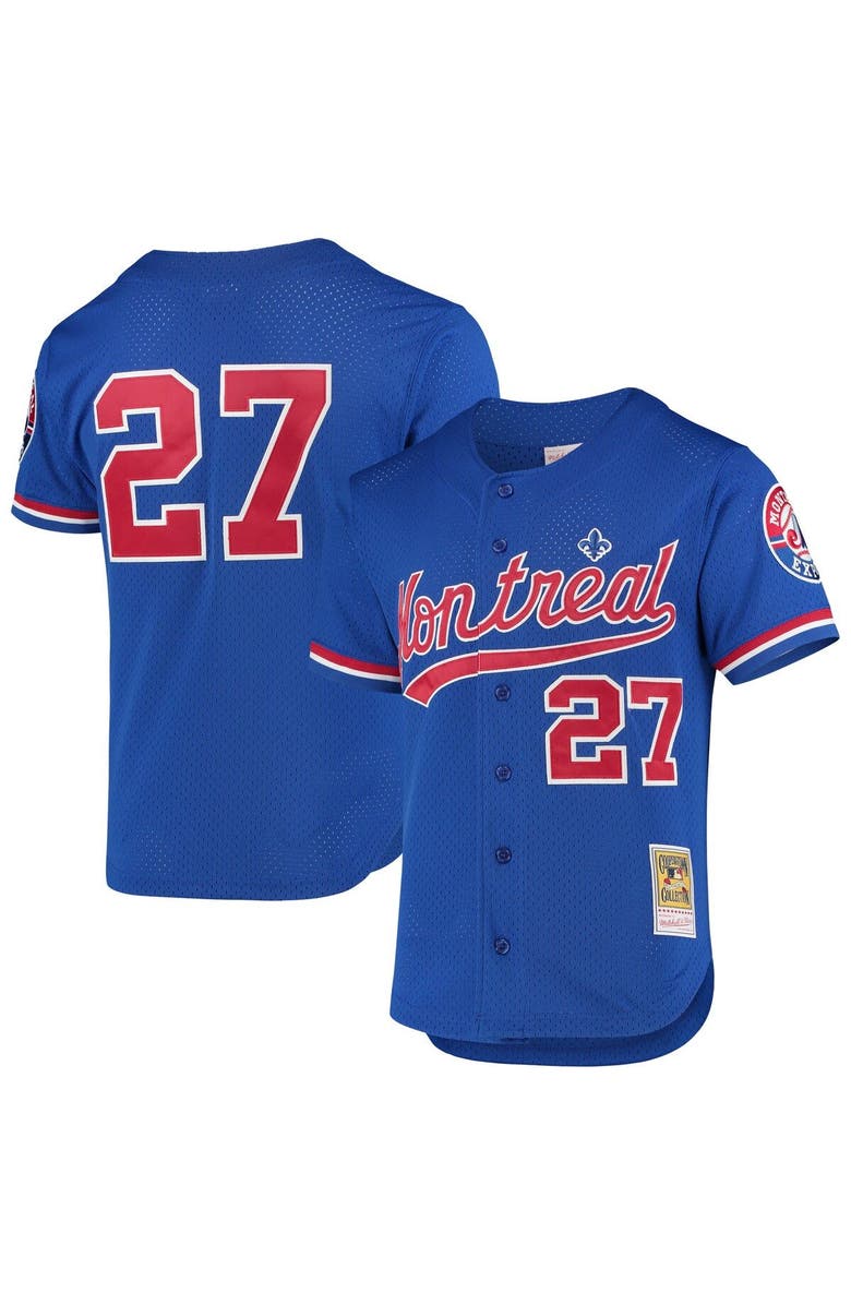 Mitchell & Ness Men's Mitchell & Ness Vladimir Guerrero Blue Montreal Expos Cooperstown Collection Mesh Batting Practice Button-Up Jersey, Main, color, Blue