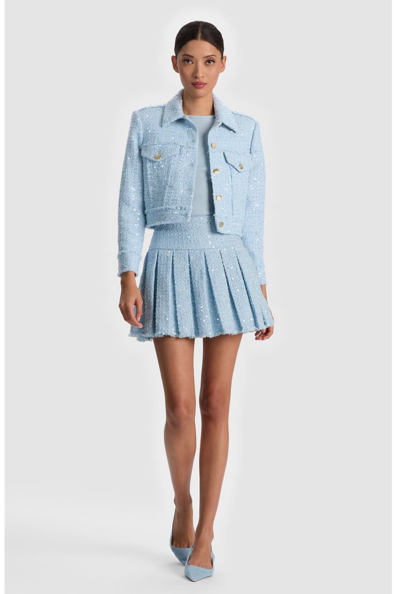 Chloe Sequin Embellished Tweed Crop Jacket, Alternate, color, CAROLINA BLUE