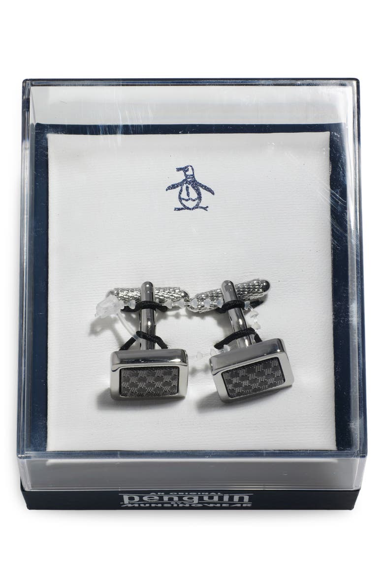 Original Penguin Checkerboard Cufflinks, Main, color, Grey