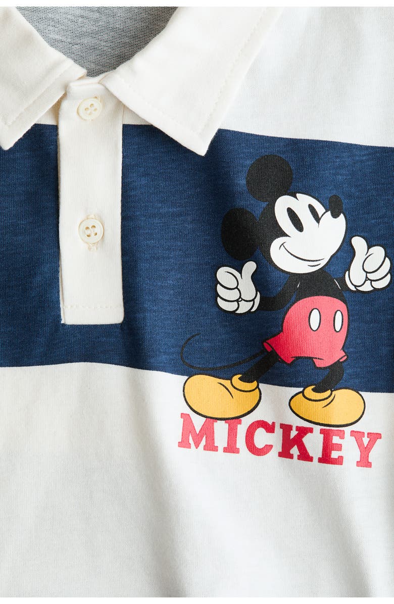 H&M Printed polo shirt, Alternate, color, White/Mickey Mouse