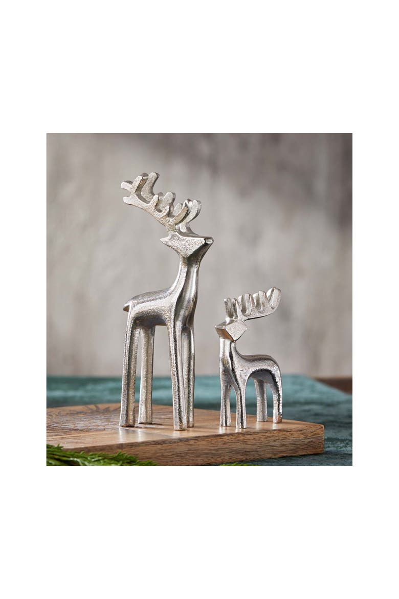 Large Silver Reindeer Silhouette Decorative Sculpture, Alternate, color, Silver