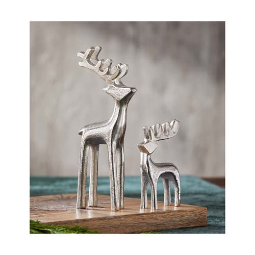 Tag Large Silver Reindeer Silhouette Decorative Sculpture In Silver