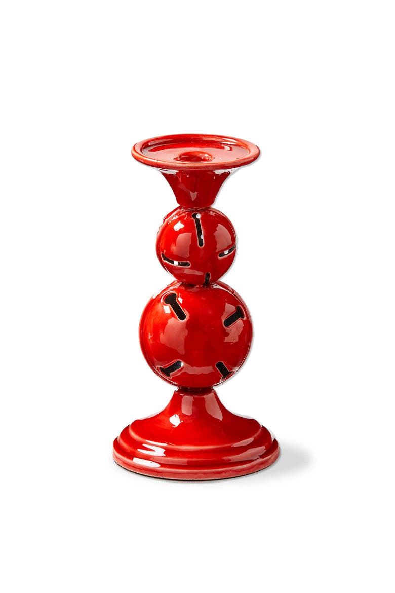 Jingle Bell Red Enamel Candle Holders for Christmas, Main, color, Red