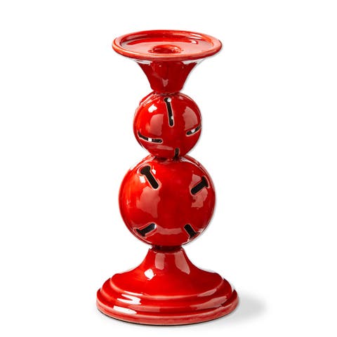 Jingle Bell Red Enamel Candle Holders for Christmas