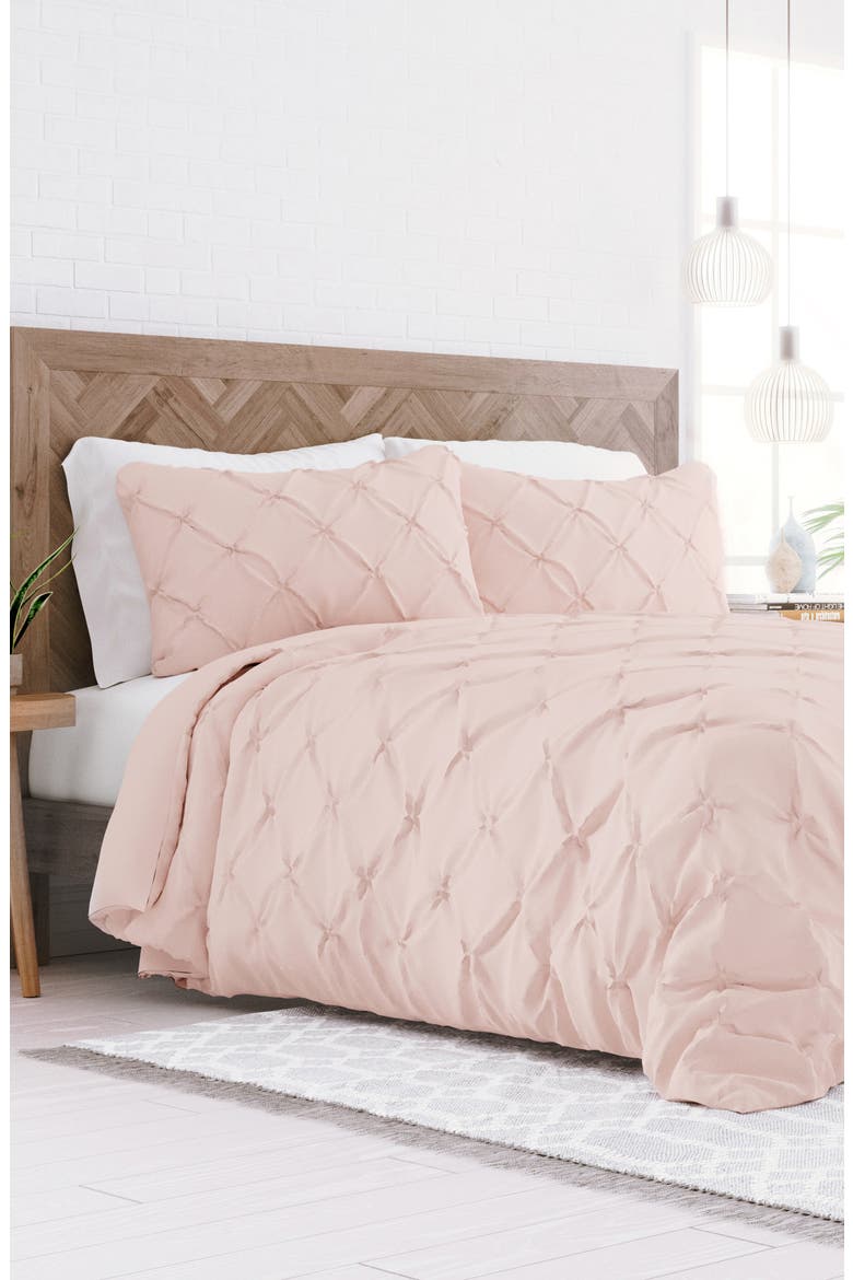 HOME SPUN Premium Ultra Soft 3-Piece Pinch Pleat Duvet Cover Set, Main, color, BLUSH