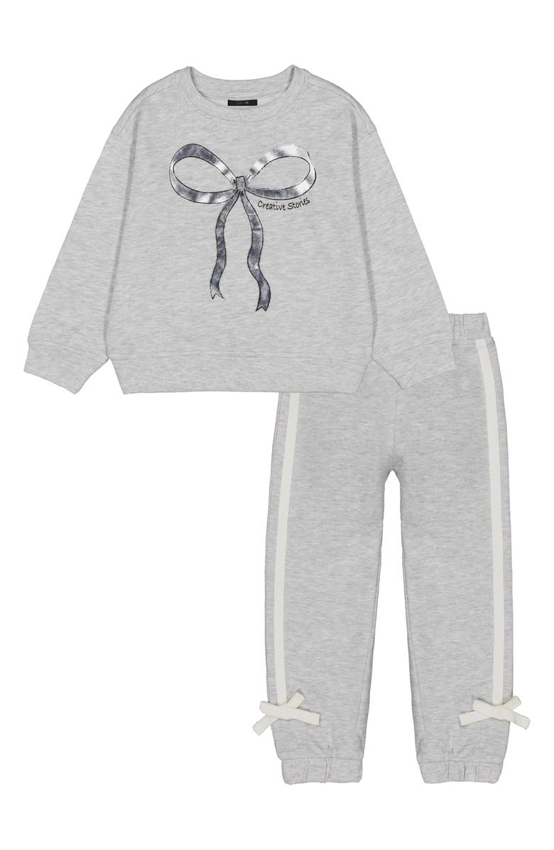Joe's Jeans Kids' Bow Sweatshirt & Joggers Set, Main, color, Heather Grey