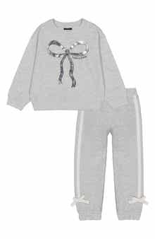 Joe's Jeans Kids' Bow Sweatshirt & Stripe Sweatpants Set