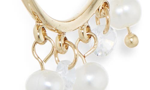Nordstrom Rack Cubic Zirconia & Faux Pearl Hoop Earrings In Gold