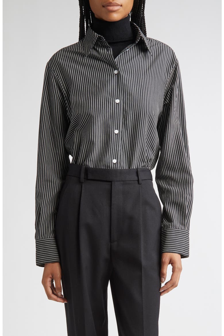Lynsey Stripe Button-Up Shirt, Main, color, BLACK/ WHITE
