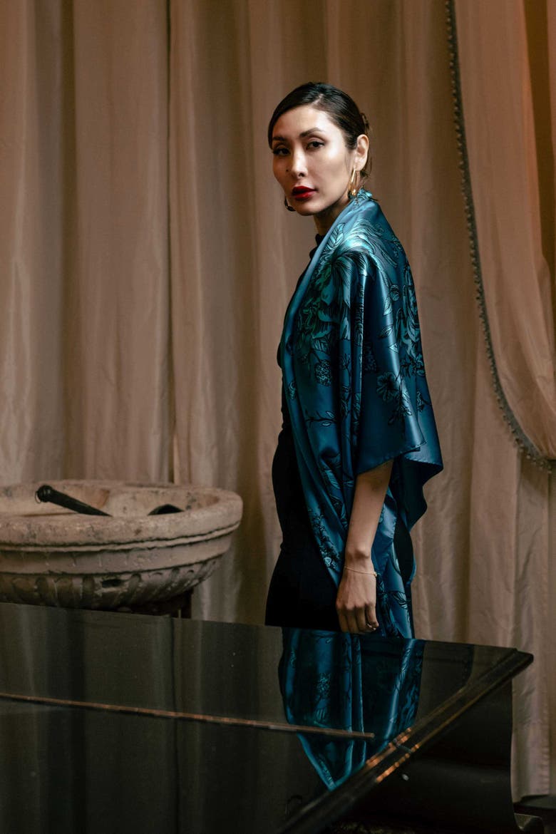 Isabella - Silk Scarf/Shawl for Women, Alternate, color, Peacock Blue