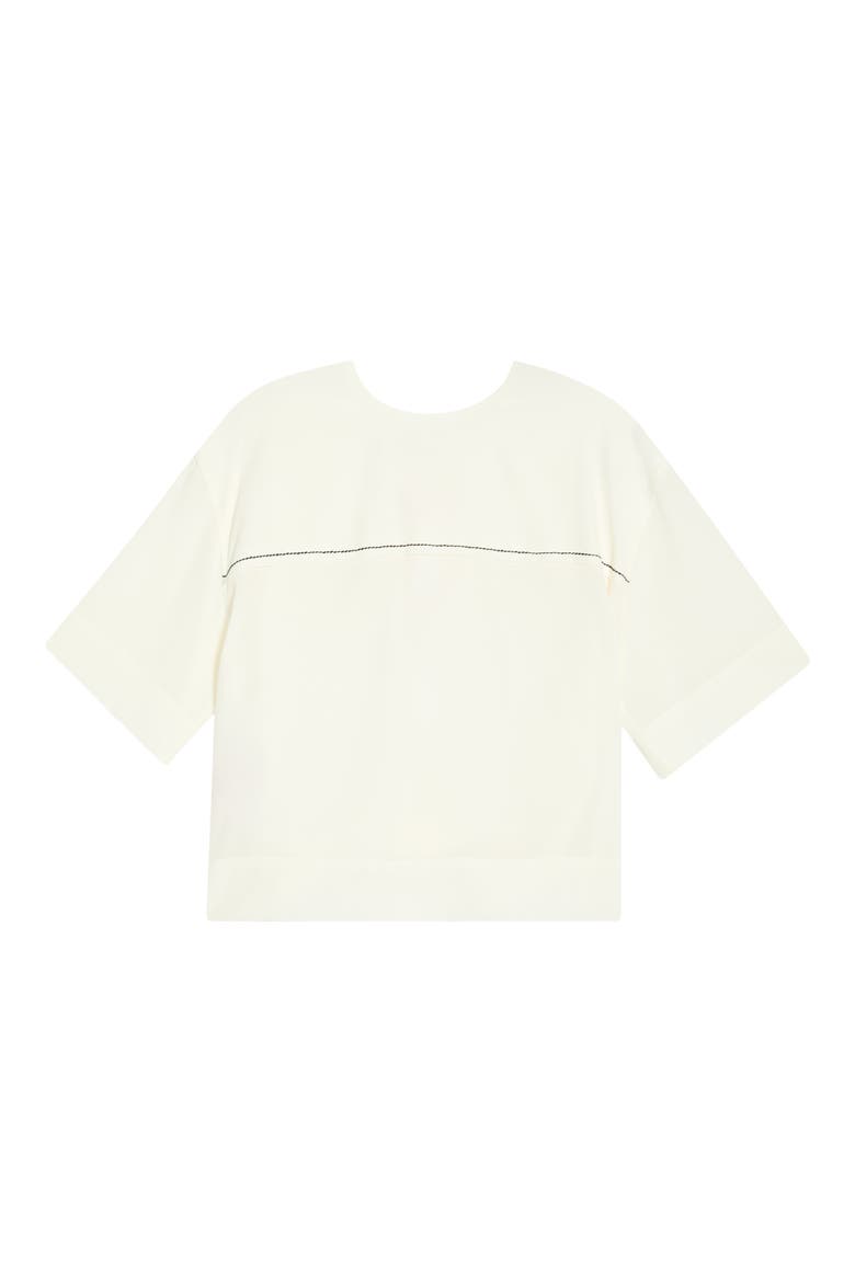 Oversize Contrast Stitch Silk Top, Main, color, 00W03 STONE WHITE