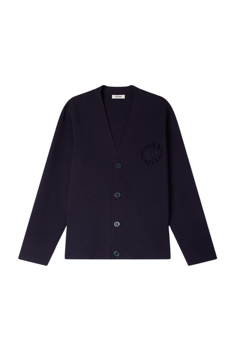 Flower crochet cardigan, Alternate, color, Navy blue