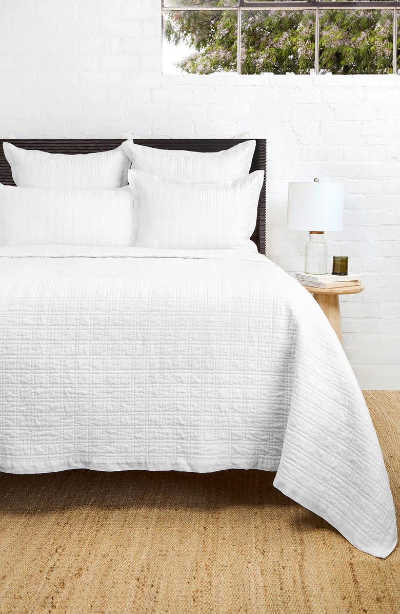 Pom Pom at Home Owen Quilted Linen Coverlet, Alternate, color, White