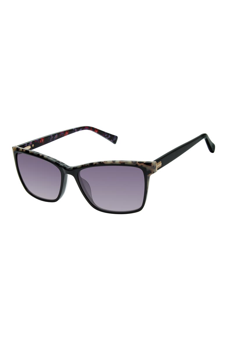57mm Rectangle Sunglasses, Alternate, color, BLACK