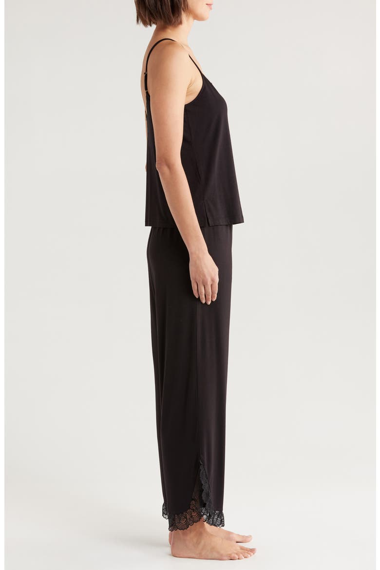 Moonlight Eco Lace Trim Pajamas, Alternate, color, BLACK