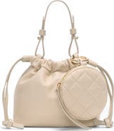 MZ Wallace Waverly Bebe Leather Trim Drawstring Bag
