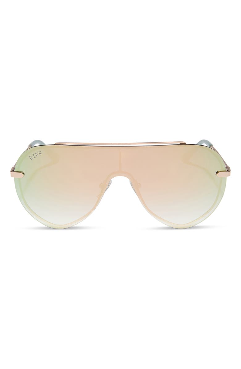 DIFF 63mm Leilani Shield Sunglasses, Main, color, Champagne