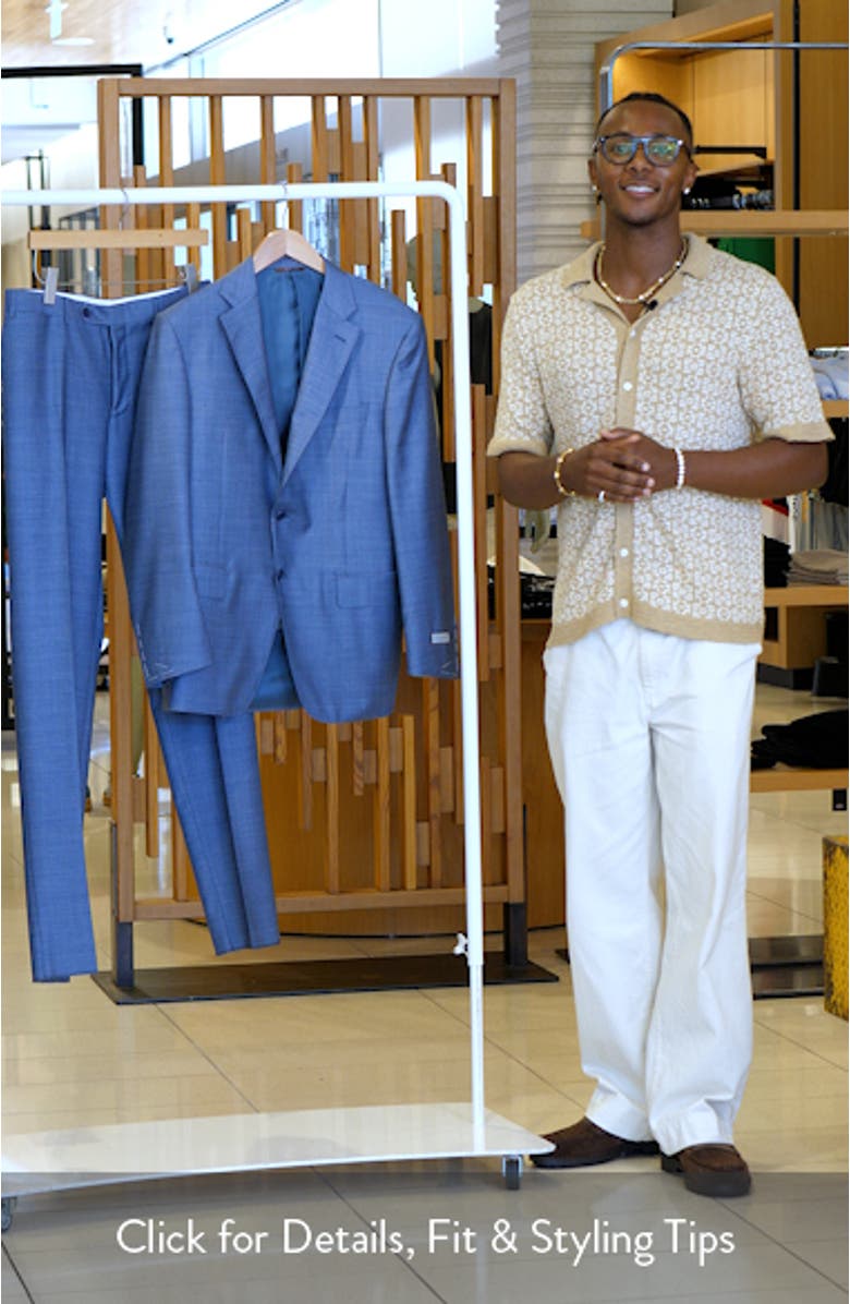 Siena Regular Fit Blue Mélange Super 130s Wool Suit, sales video thumbnail