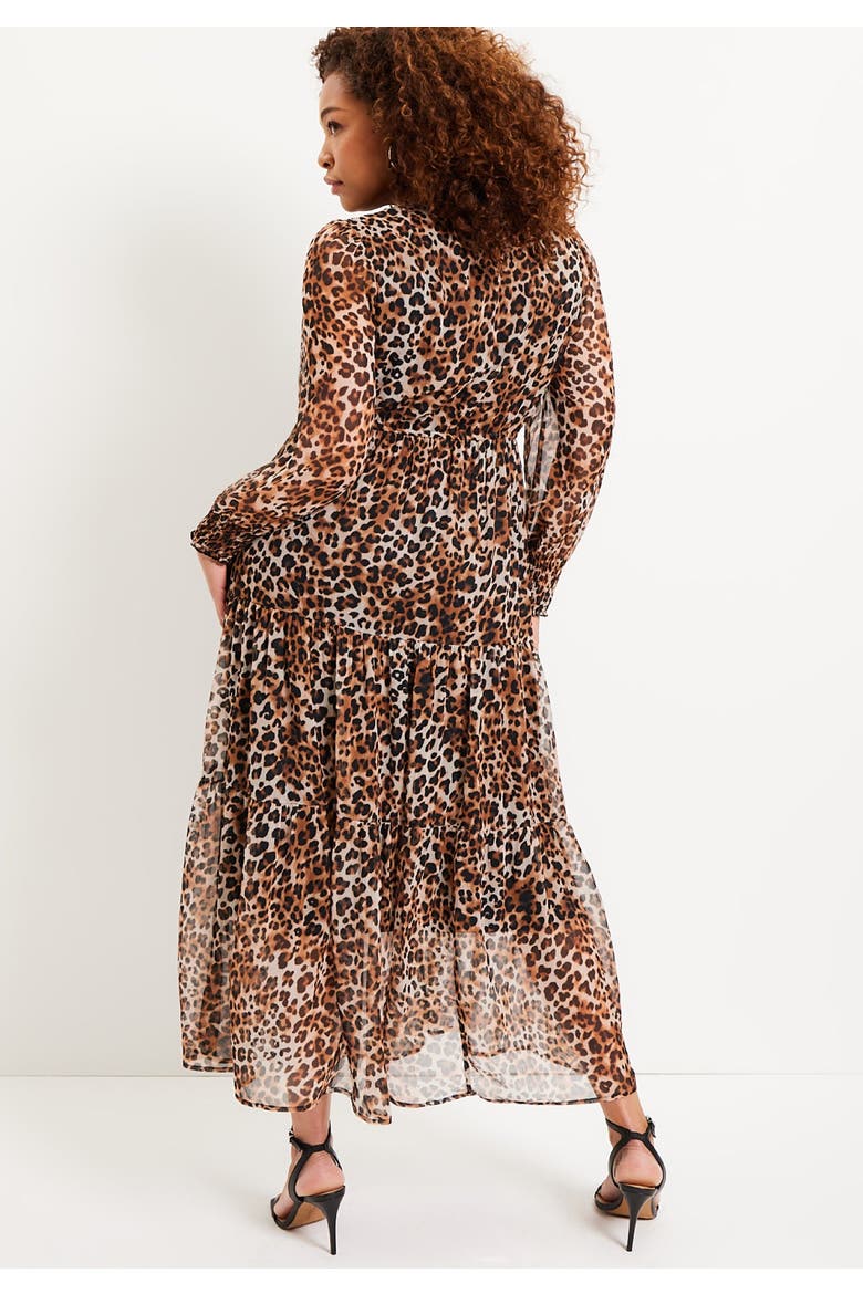 Tiered Maxi Dress, Alternate, color, NATURAL CHEETAH