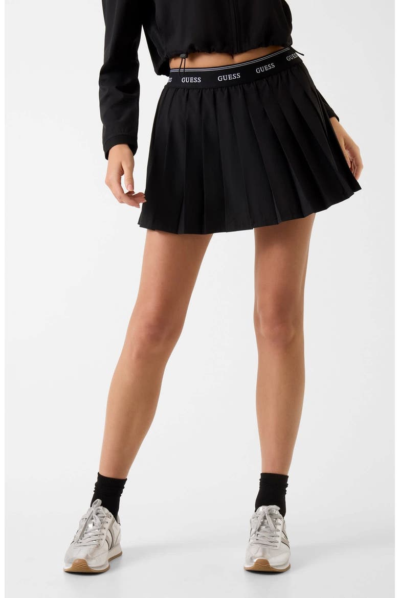 Selene Pleat Miniskirt, Main, color, BLACK