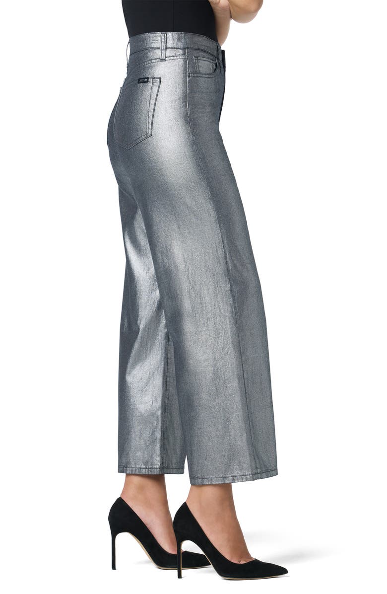 Joe's Metallic High Waist Wide Leg Ankle Jeans, Alternate, color, Silver Moon