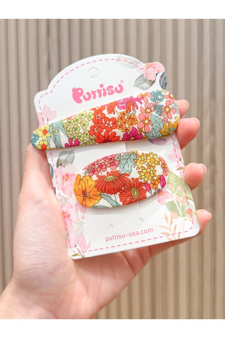 2pc Mixed Shape Clip Set  - Floral, Alternate, color, Retro Bloom Bash