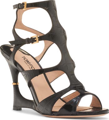 TOM FORD Paradise Cage Croc Embossed Sandal (Women) | Nordstrom