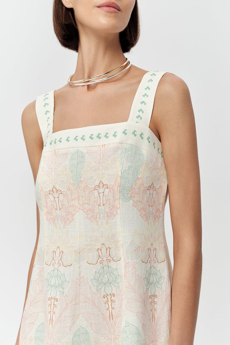 Elvis Square Neck Linen Midi Dress, Alternate, color, Multi Color