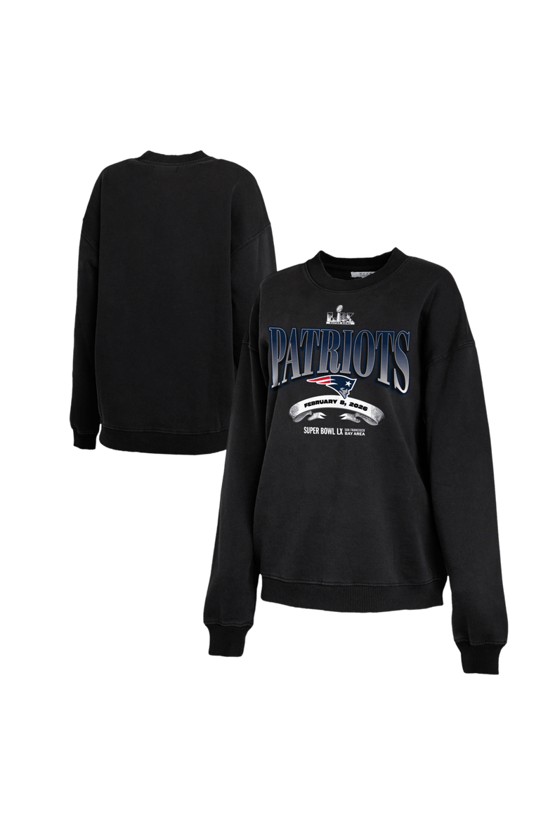 Women's WEAR by Erin Andrews  Black New England Patriots Super Bowl LX Fleece Sweatshirt, Main, color, Black