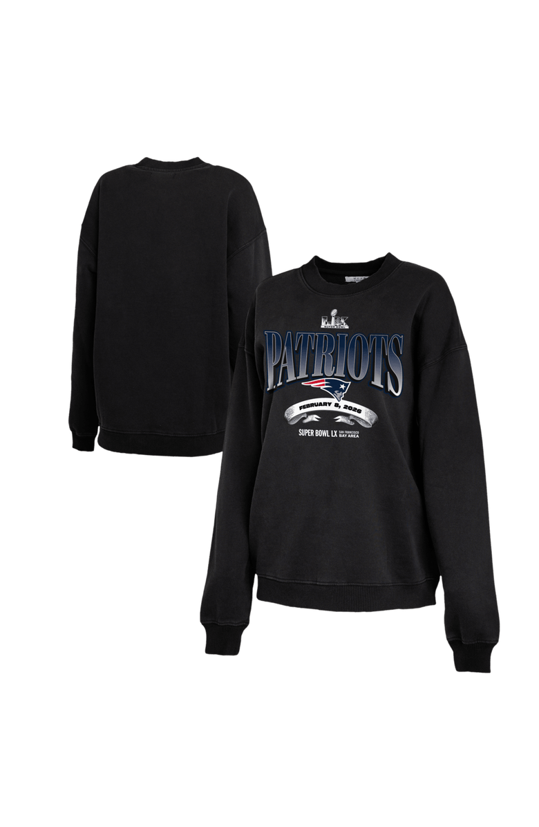 WEAR by Erin Andrews Women's WEAR by Erin Andrews Black New England Patriots Super Bowl LX Fleece Sweatshirt, Main, color, Black