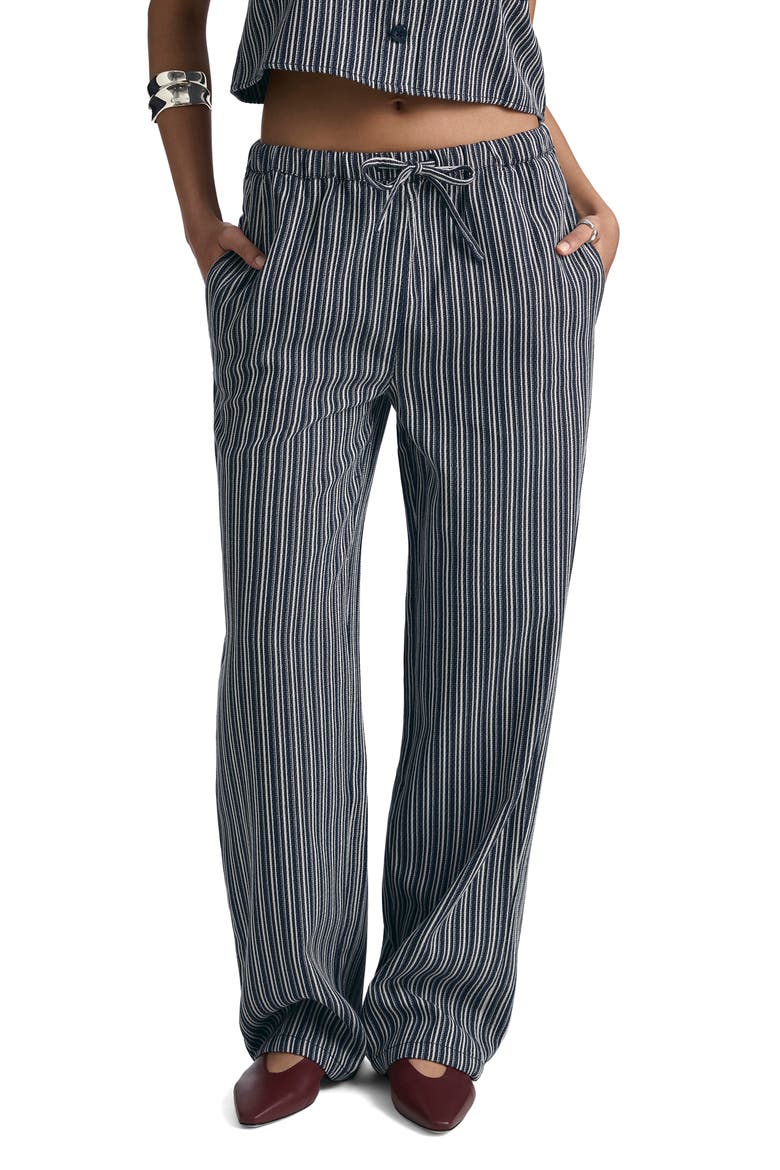 Indigo Stripe Tie Waist Wide Leg Pants, Main, color, INDIGO STRIPE
