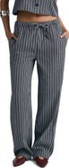 Brooklyn Industries Indigo Stripe Tie Waist Wide Leg Pants