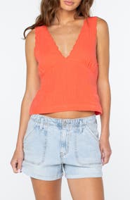 Roxy Sweet Talk Scallop Trim Cotton Tank