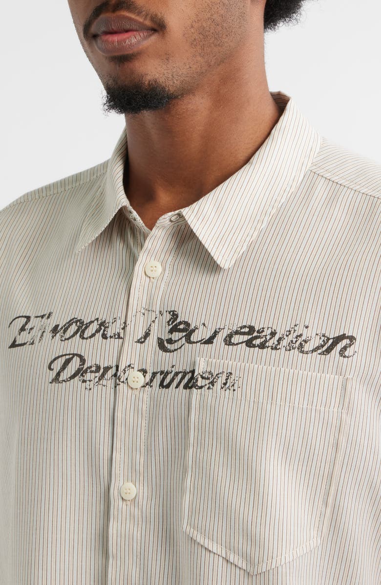 Elwood Banquet Oversize Stripe Short Sleeve Button-Up Shirt, Alternate, color, Cream Stripe