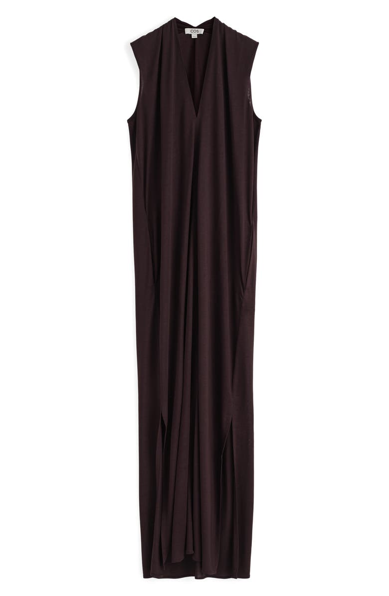 COS Draped V-Neck Sleeveless Maxi Dress, Alternate, color,