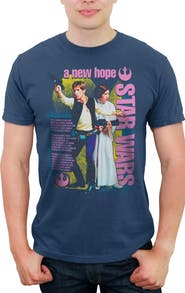 Star Wars: A New Hope Men's Star Wars A New Hope Pink Han and Leia Poster Graphic T-Shirt