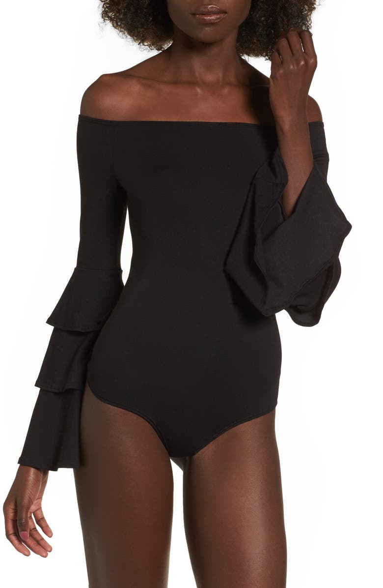 Soprano Ruffle Sleeve Off the Shoulder Bodysuit, Alternate, color, 