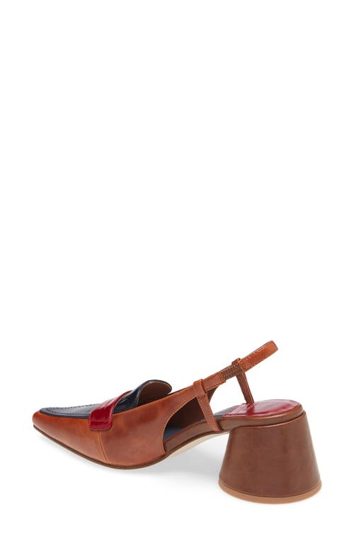 Jeffrey Campbell Ferway Slingback Loafer Pump In Red/navy/tan Leather