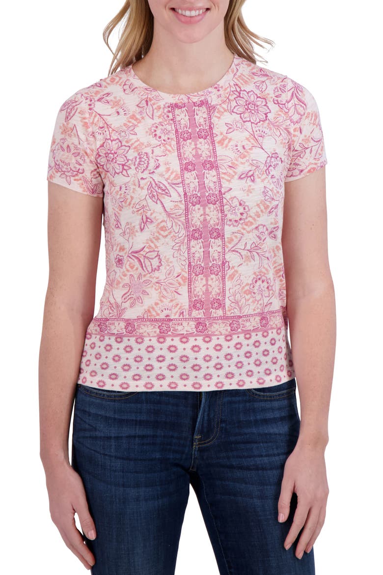 Floral Cotton & Modal T-Shirt, Main, color, PINK FLORAL