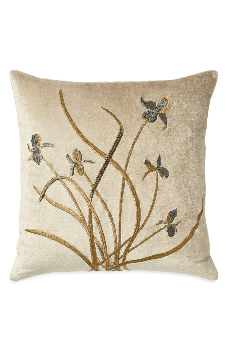 Michael Aram Iris Embroidered Velvet Accent Pillow, Main, color, 