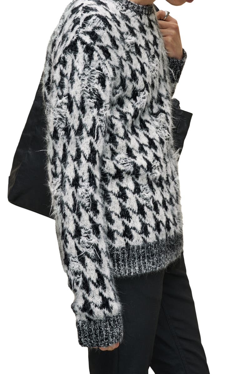 John Varvatos Vance Houndstooth Aplaca Blend Crewneck Sweater, Alternate, color, 