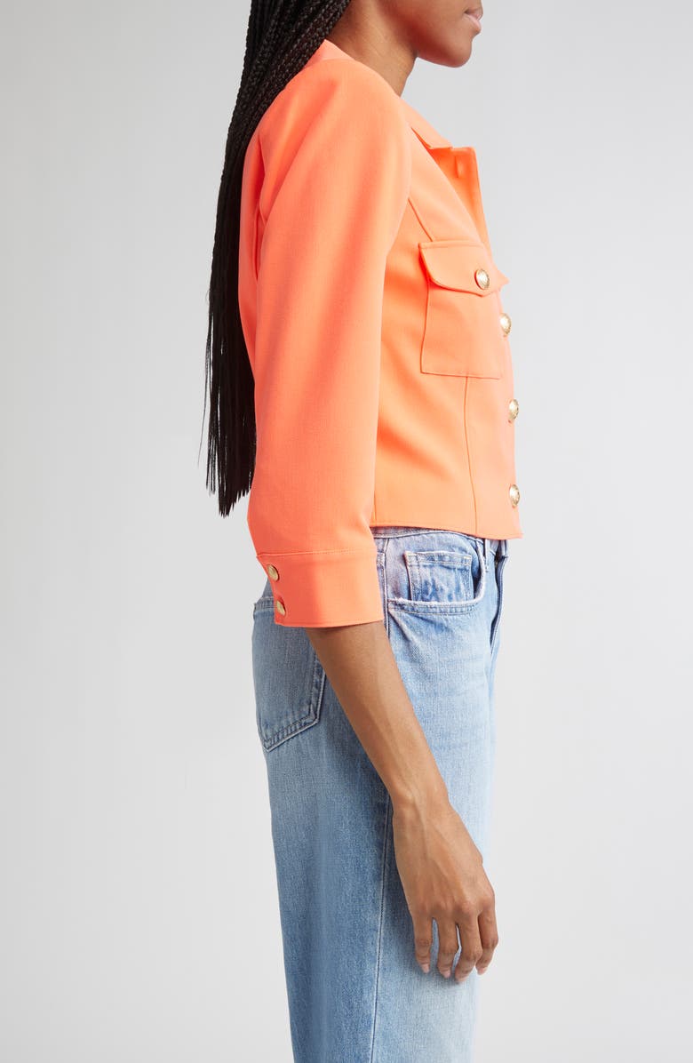L'AGENCE Kumi Fitted Crop Jacket, Alternate, color, Electric Coral