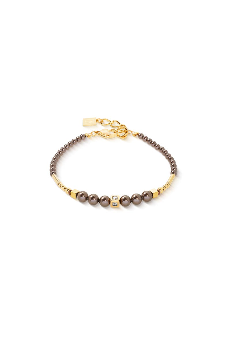 Shimmering Princess Pearls Gold Bracelet, Main, color, Brown